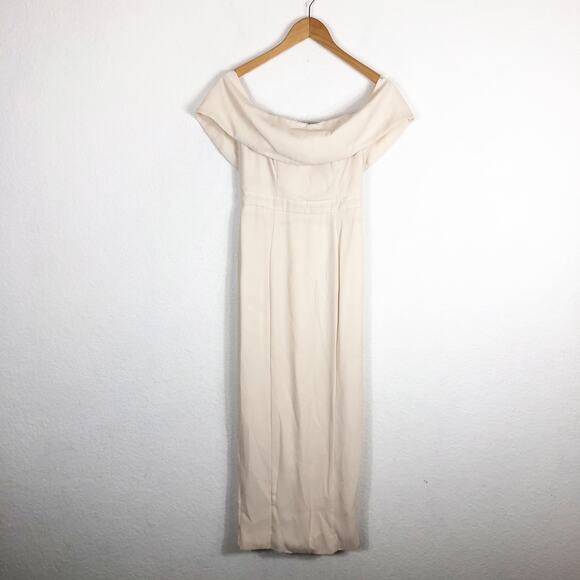 Fame & Partners Cream Off The Shoulder Column Maxi Dress Size 2 Cocktail Formal - Picture 3 of 13